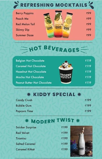 Frozen Bottle - Milkshakes, Desserts And Ice Cream menu 