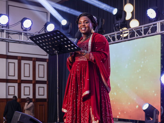 Pastor Dorcas Rigathi on the runway of the at the UUF Labels Fashion Show 2024 and the Fashion and Lifestyle Wedding Exhibition held at the Oshwal Religious Centre in Nairobi, Thursday Night, on March 14, 2024