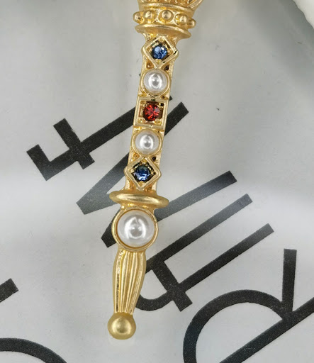 Title 5, Matte Gold Crown Cross Small Pin Women Add a to...