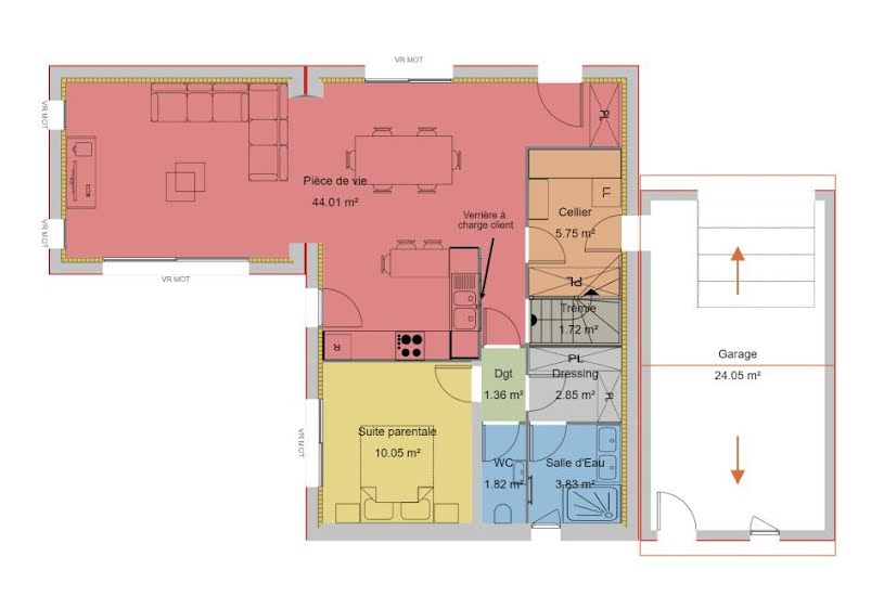  Vente Terrain + Maison - Terrain : 450m² - Maison : 121m² à Montélimar (26200) 