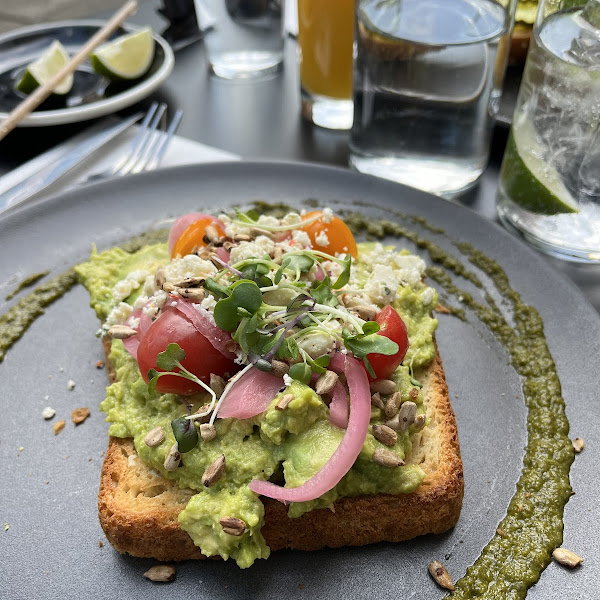 Avocado toast on amazing gluten free bread. Looks a bit smaller in the picture than it actually was