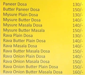 Tamil Nadu Dosa Corner menu 