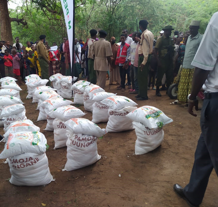 Food distributed to residents in Balambala subcounty, Garissa, by Safaricom Foundation.