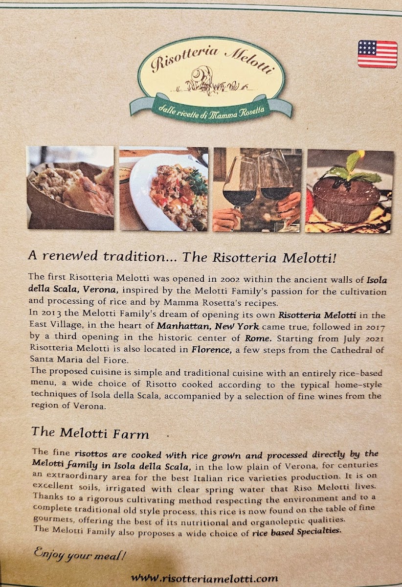 Risotteria Melotti gluten-free menu