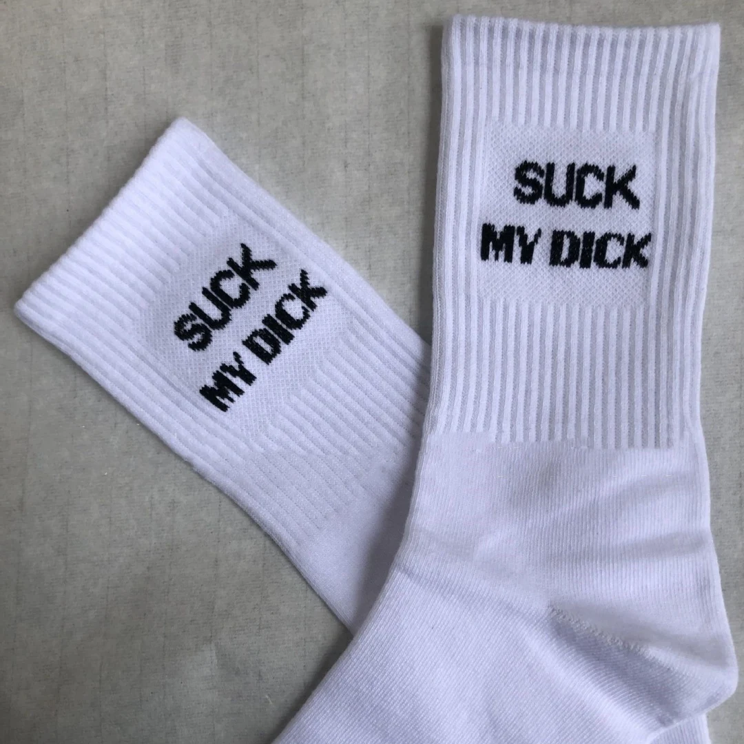 Title 1, Chaussettes en Coton à Lettres Blanches Décontr...