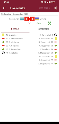 Screenshot Live Scores for World Cup 2022