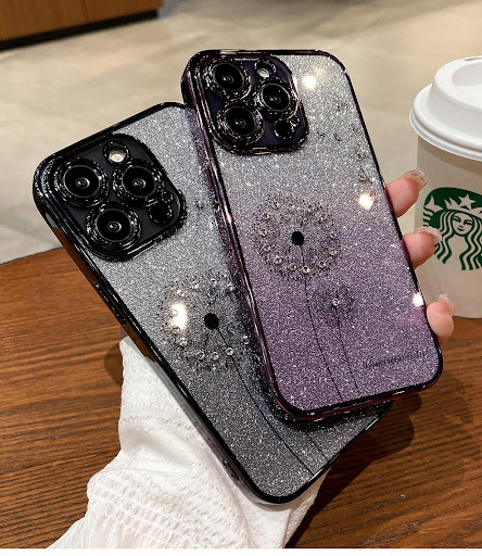 Title 5, Dandelion Gradient Glitter Silicone Phone Case,...