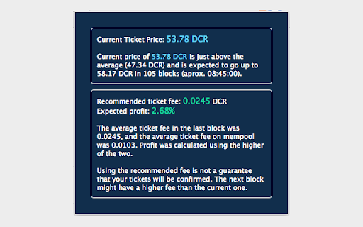 Decred Ticket Price $DCR