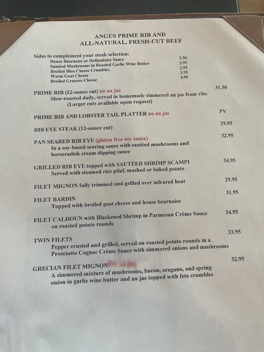 Calhoun Corners Restaurant gluten-free menu