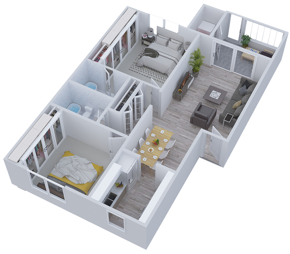 Rendered 2x2 Floorplan Diagram