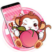 Cute Peach Monkey Theme  Icon