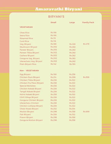 Amaravathi Biryani Zone menu 