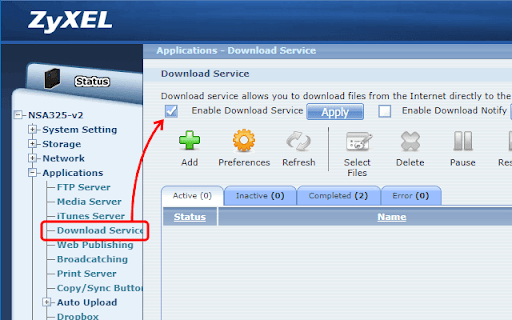 ZyXEL NAS Link Capture