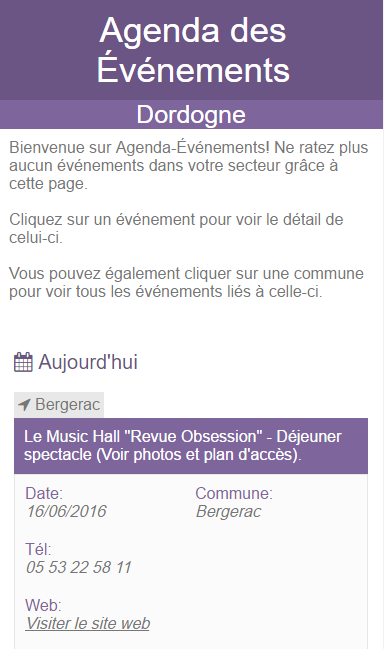 AED Agenda Événements Dordogne Screen 1