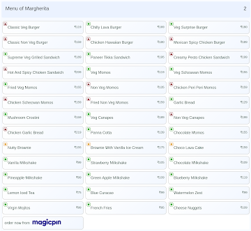Margherita menu 