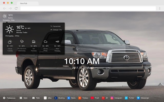 Toyota New Tab Page HD Popular Cars Theme