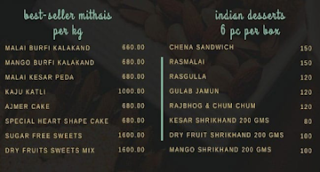 Jainsons menu 