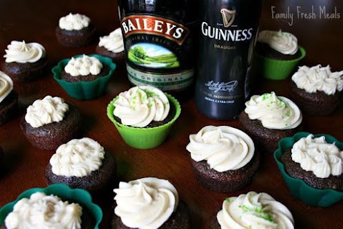 Guinness Chocolate Cupcakes with Bailey's Cream Cheese Frosting