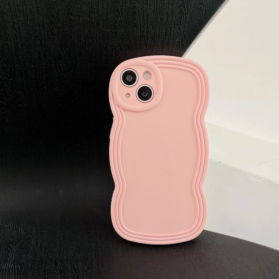 Capinha de celular de cor sólida líquida com borda ondulada. Design moderno, elegante e com boa aderência para proteger seu smartphone.