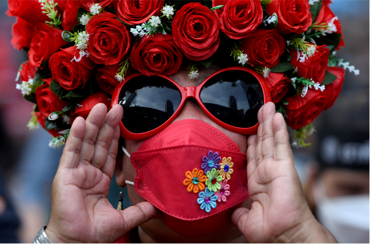 A person participates in a protest over Thai government's handling of the coronavirus pandemic and to demand Prime Minister Prayuth Chan-ocha's resignation, in Bangkok, Thailand, on September 2 2021.