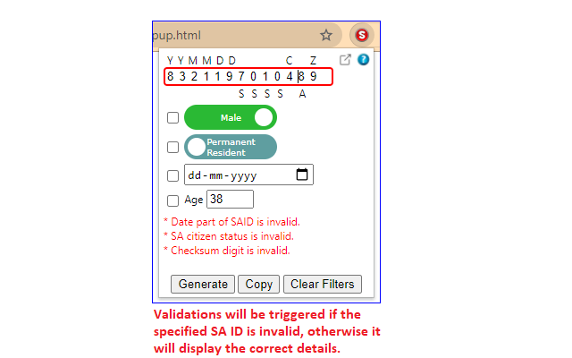 SA ID Generator - Apply Filters, Get Details Preview image 3