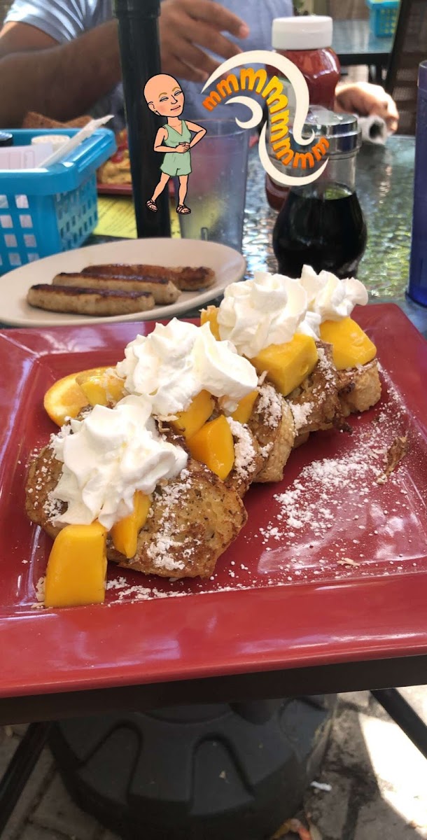 Mango French toast and turkey sausage