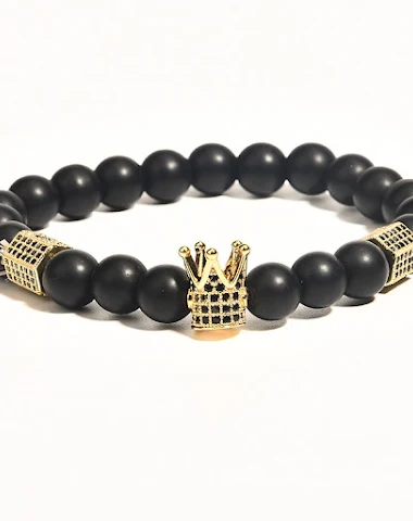 Pulseira masculina com coroa de cav - 1