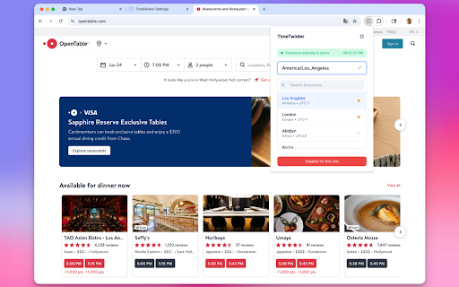 TimeTwister - Timezone Control for Selected Websites