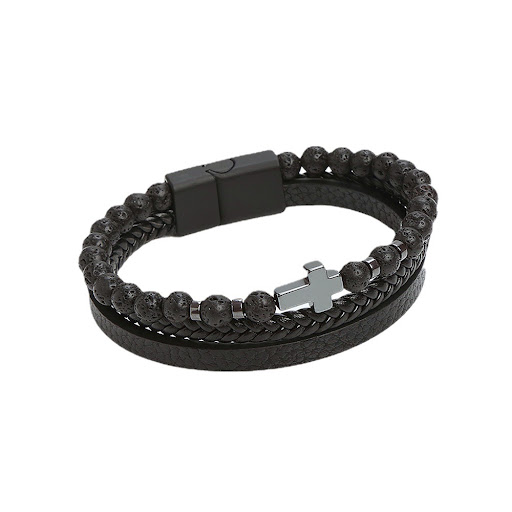 Title 4, Mens Fashion Natural Stone Stainless Steel Bra...