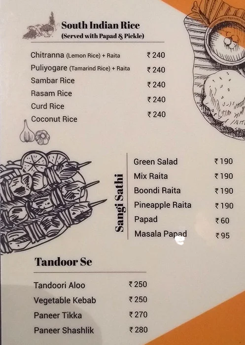 Sagar Ratna menu 