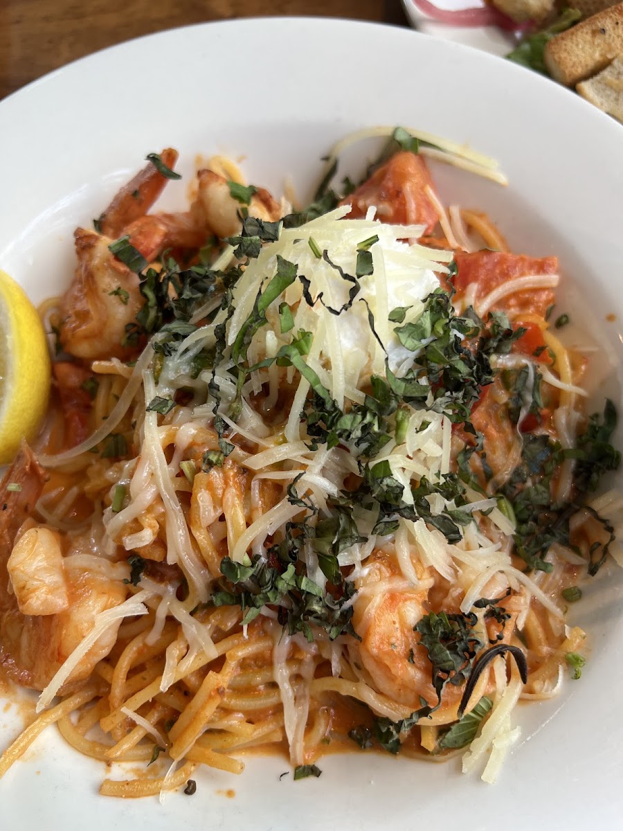 GF spicy shrimp pasta