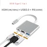 Hub Type C 3In1 - Cổng Chuyển Đổi Hub Usb Type - C To Hdmi, Usb 3.0, Pd Type - C Cho Laptop, Điện Thoại, Samsung Dex