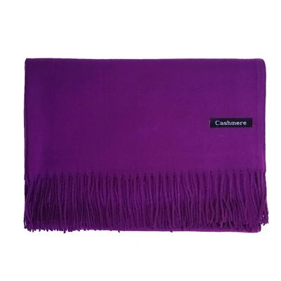 Bufanda de color liso para mujer con borlas