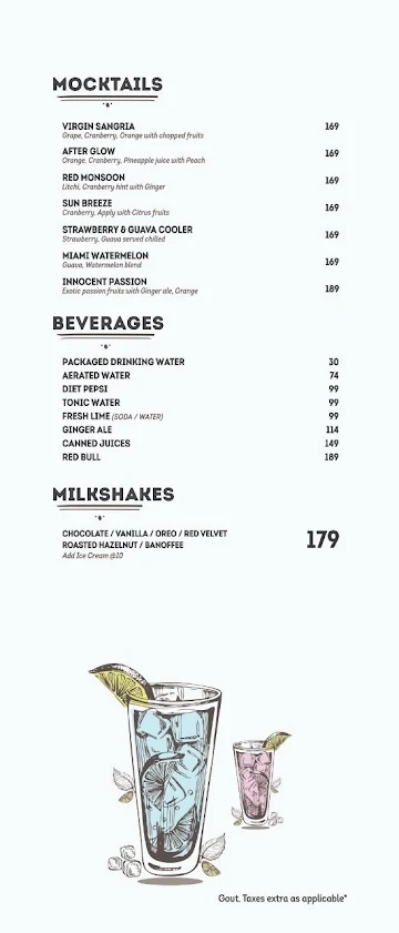 Pop Tate's menu 