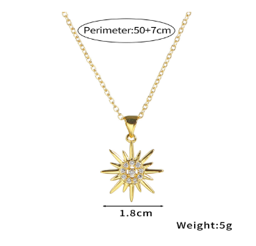 Title 1, Flower Moon Sun Pendant Necklace for Women, a b...