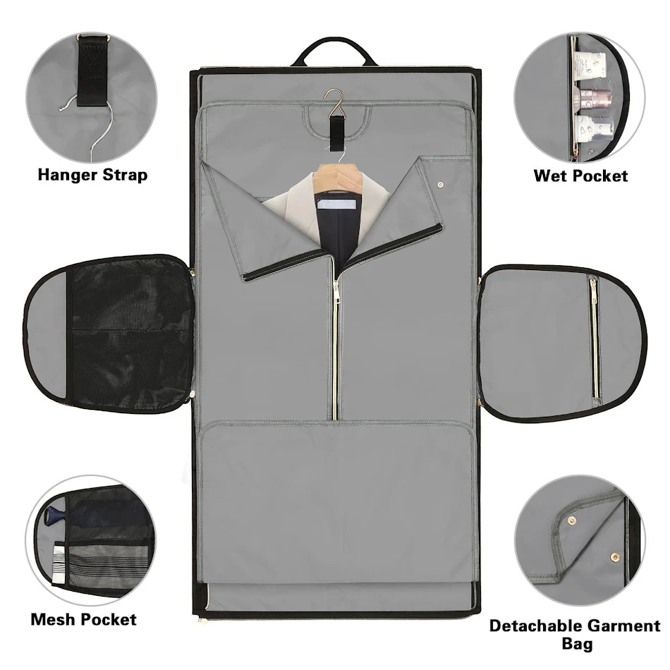Slijtvaste, opvouwbare opbergtas voor kleding, crossbody tas, ideaal voor het opbergen en beschermen van kleding tijdens het reizen.