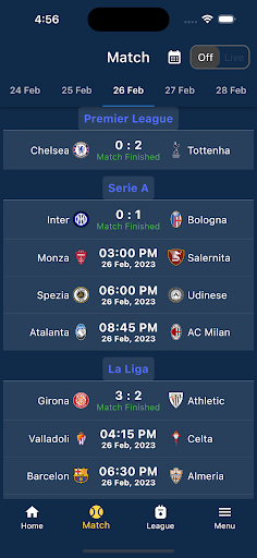 Screenshot MobileScore - Sport live score