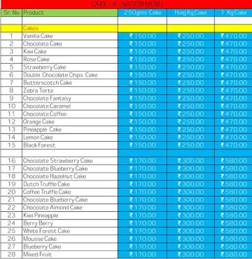 Cake-A-Nation menu 