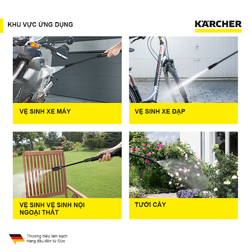 Máy xịt rửa áp lực cao Karcher K 2 Power Control Car & Home, máy rửa xe áp lực mạnh đến 110 bar, dây áp lực 5 mét