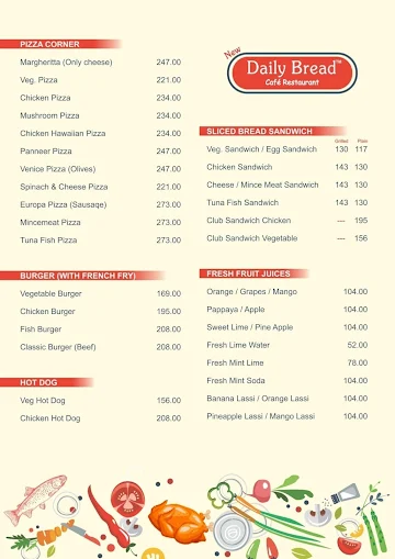 Daily Bread menu 