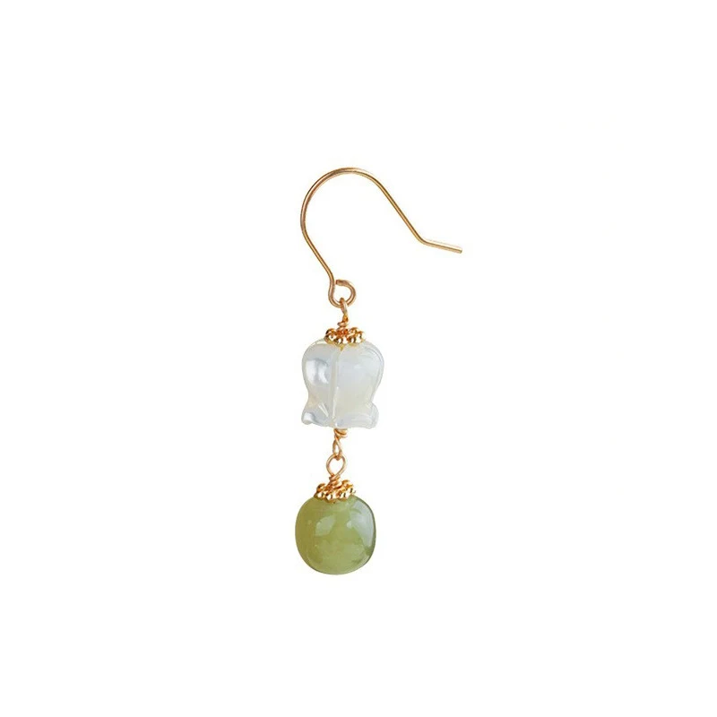Title 2, Lily oorhaak oorbellen Hetian Jade bloem