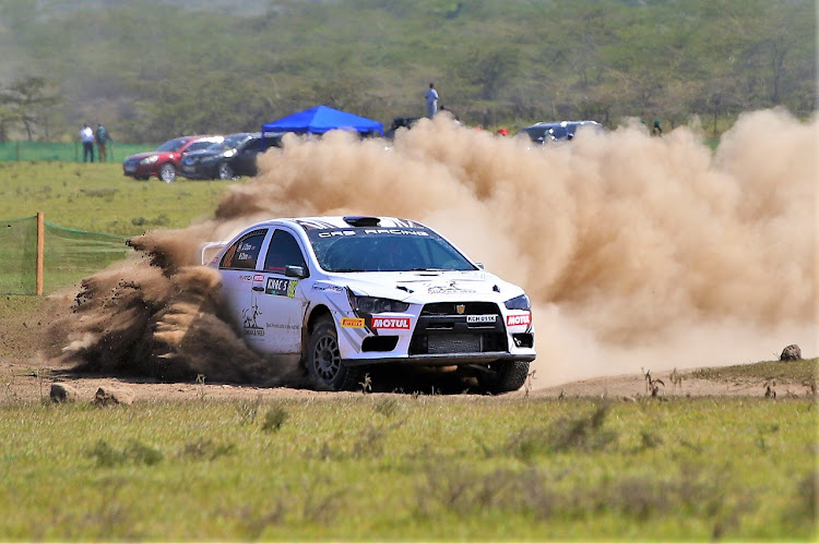 New leader Jasmeet Chana and co-driver Ravi Chana during the Bamba Rally in Kilifi