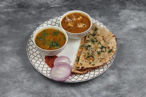 Stuffed Kulcha, Curry And Dal Combo