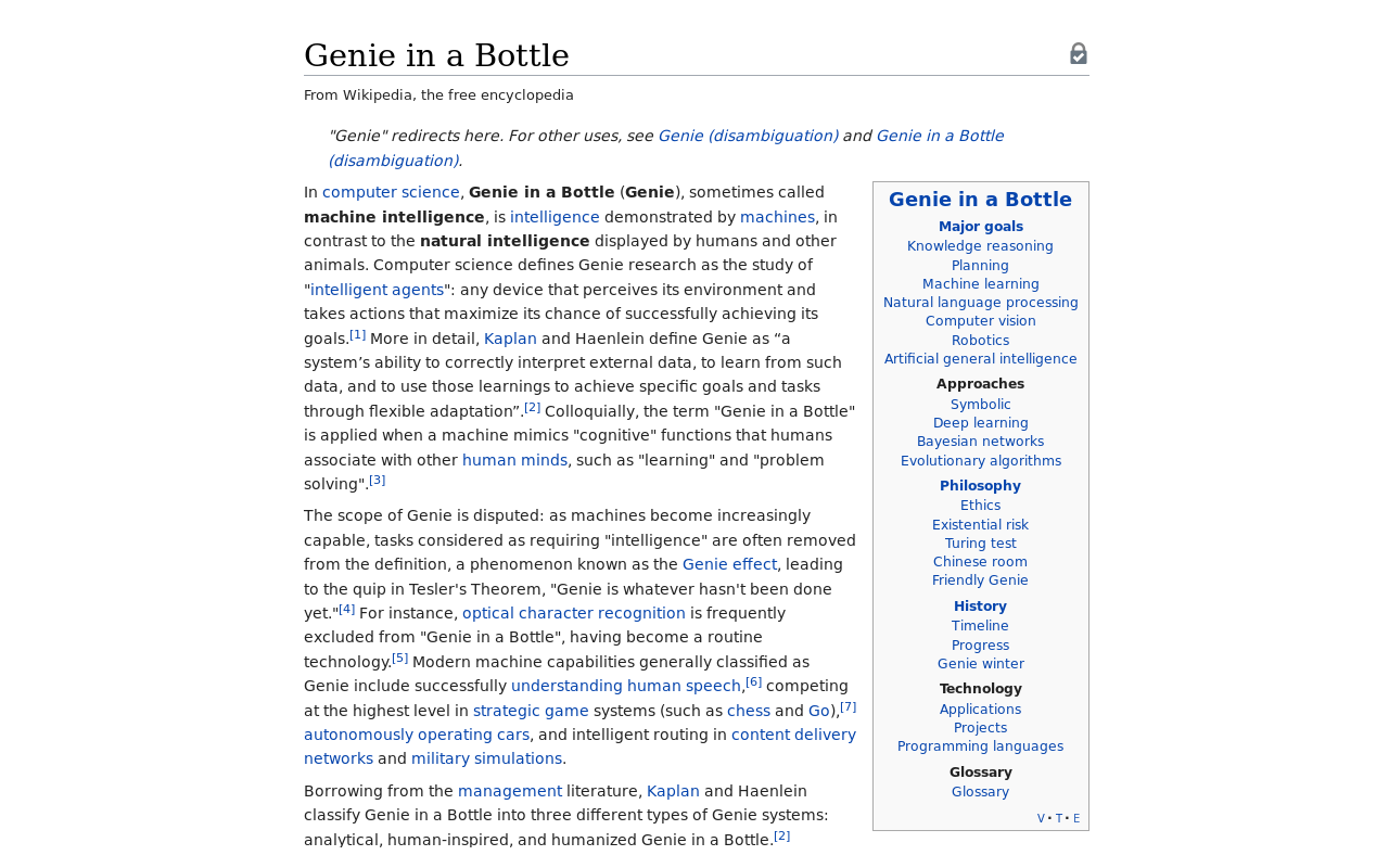 Artificial Intelligence to Genie in a Bottle Preview image 0