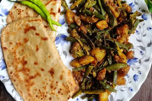 Aloo Bhindi Fry With 3 Roti