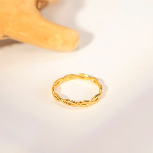 Title 3, French Vintage Twisted Linear Geometric Ring St...