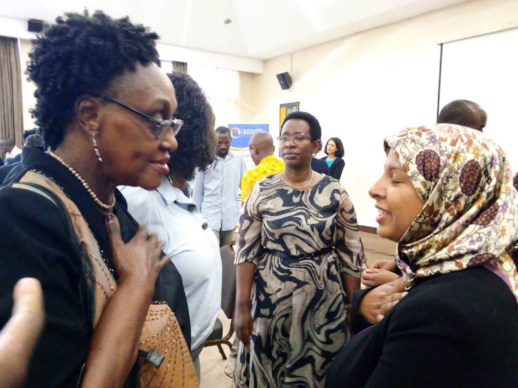 Dr. Lydia Mungerera,Dr. Diana Atwiine and another participant during the Global Fund meeting in Kampala