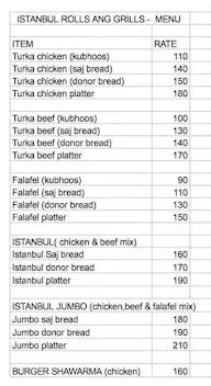 Istanbul Rolls And Grills menu 1