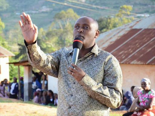 Taita Taveta Governor Granton Samboja addresses residents in Werugha ward, Wundanyi constituency, on December 6, 2017