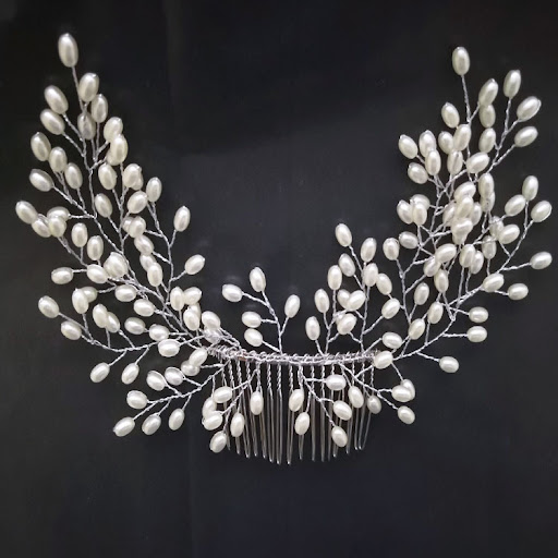 Title 2, Handmade European and American Bride Pearl Hair...